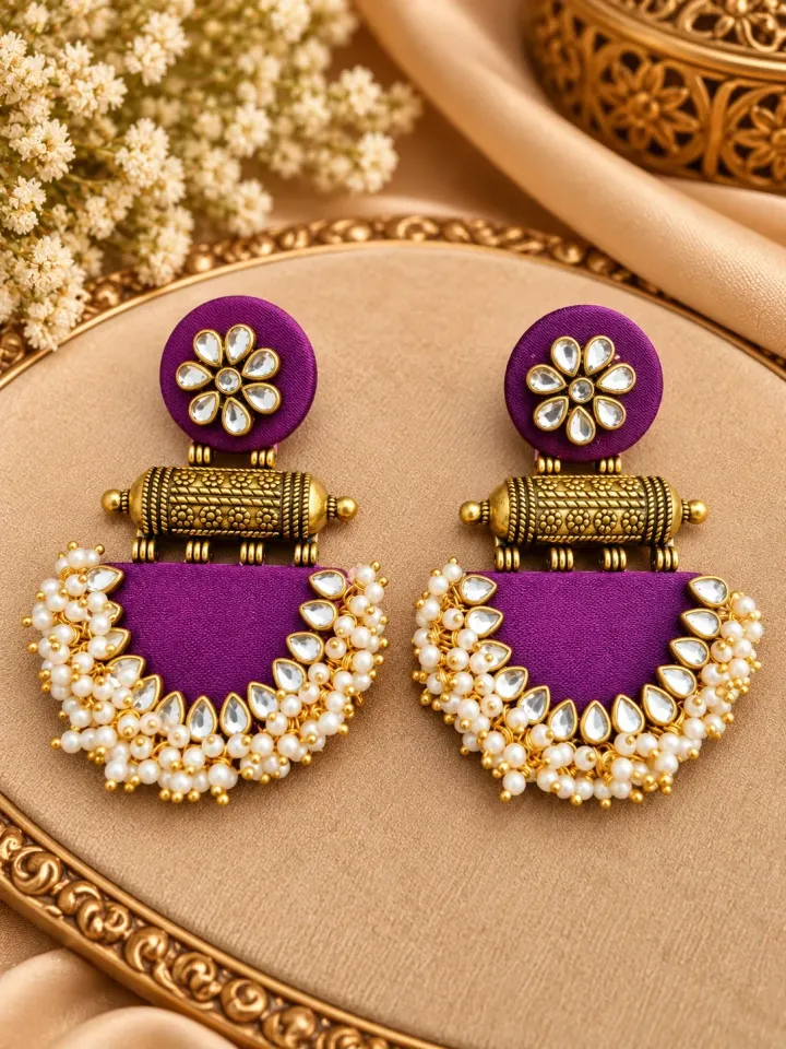 Traditional Kundan Pearl Chandbali Earrings