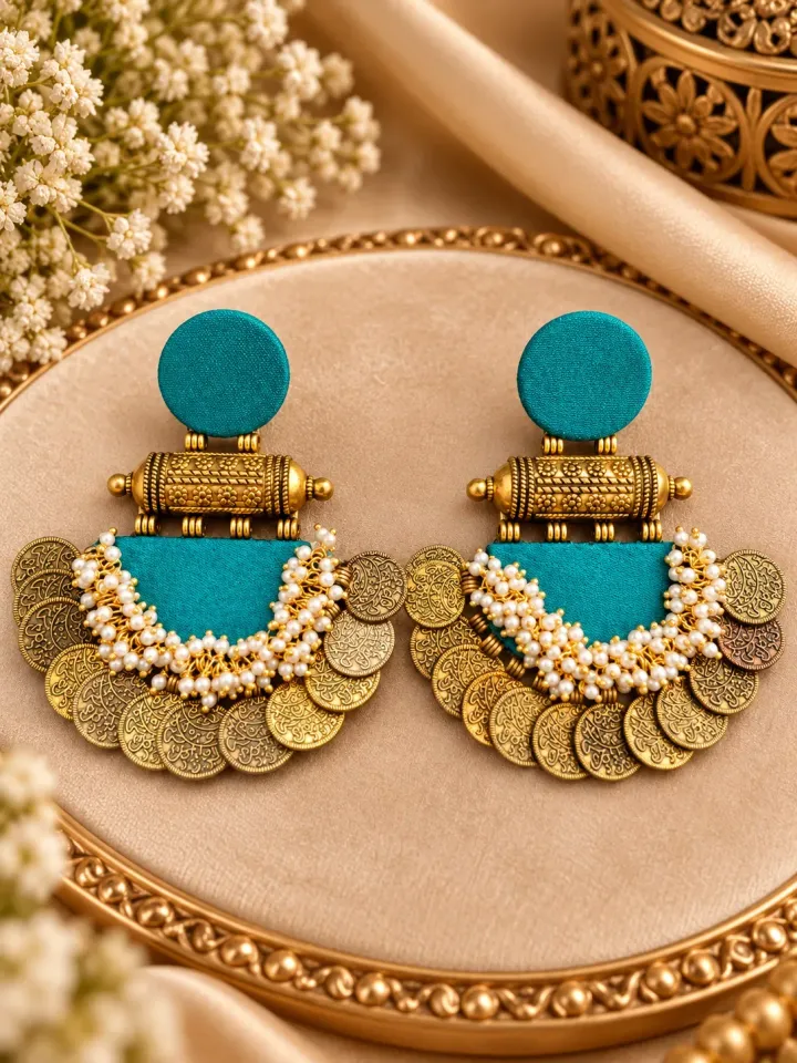 Antique Coin & Pearl Statement Earrings