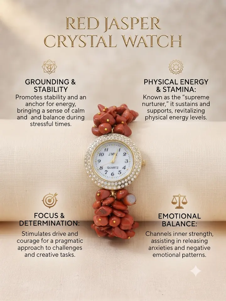 Royal Red Jasper Natural Stone Bracelet Watch