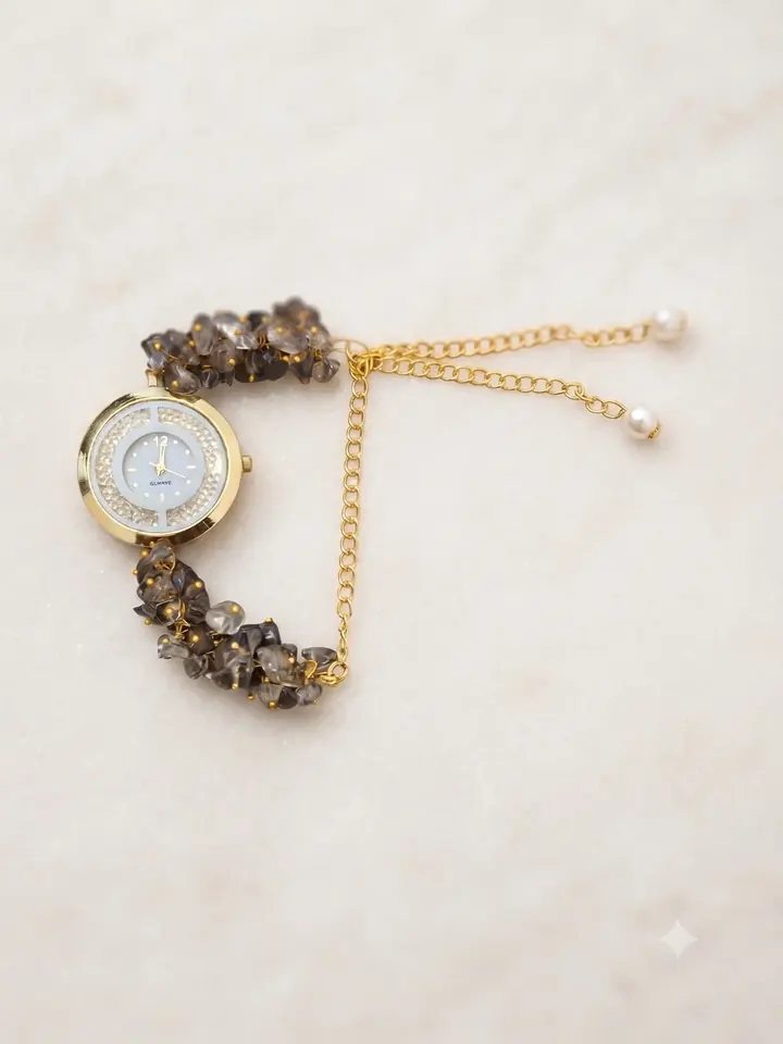 Royal Smoky Quartz Natural Stone Bracelet Watch