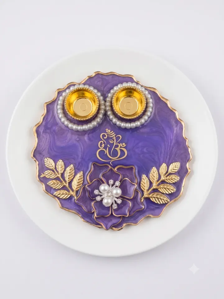 Royal Floral Resin Pooja Thali
