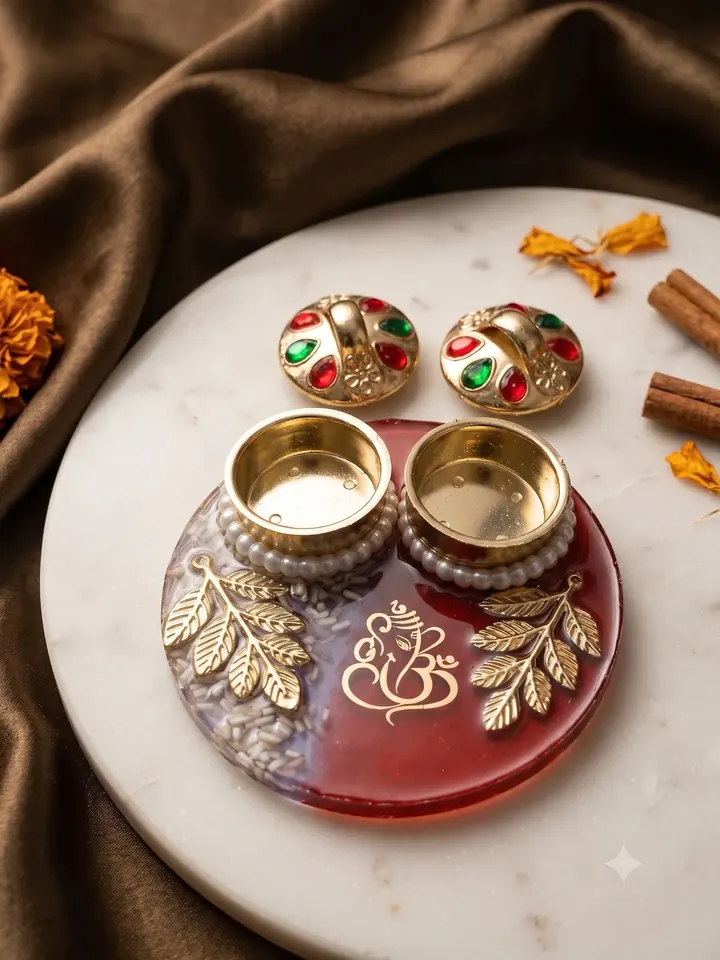 Divine Kumkum & Chaval Ganesh Pooja Thali