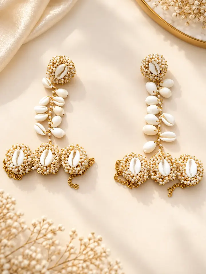 Details of Boho-Chic Glistening Cowrie Shell Jewellery Set